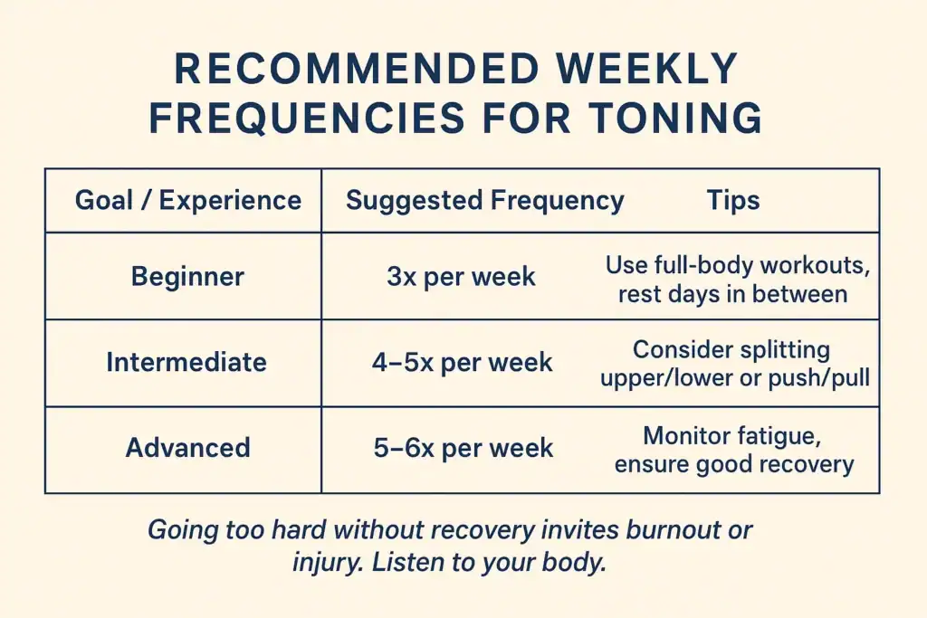 Achieving the Perfect Tone: How Often Should You Exercise for Results? 2 Graphic to show how often you should do exercise to help with toning Stanford-le-Hope