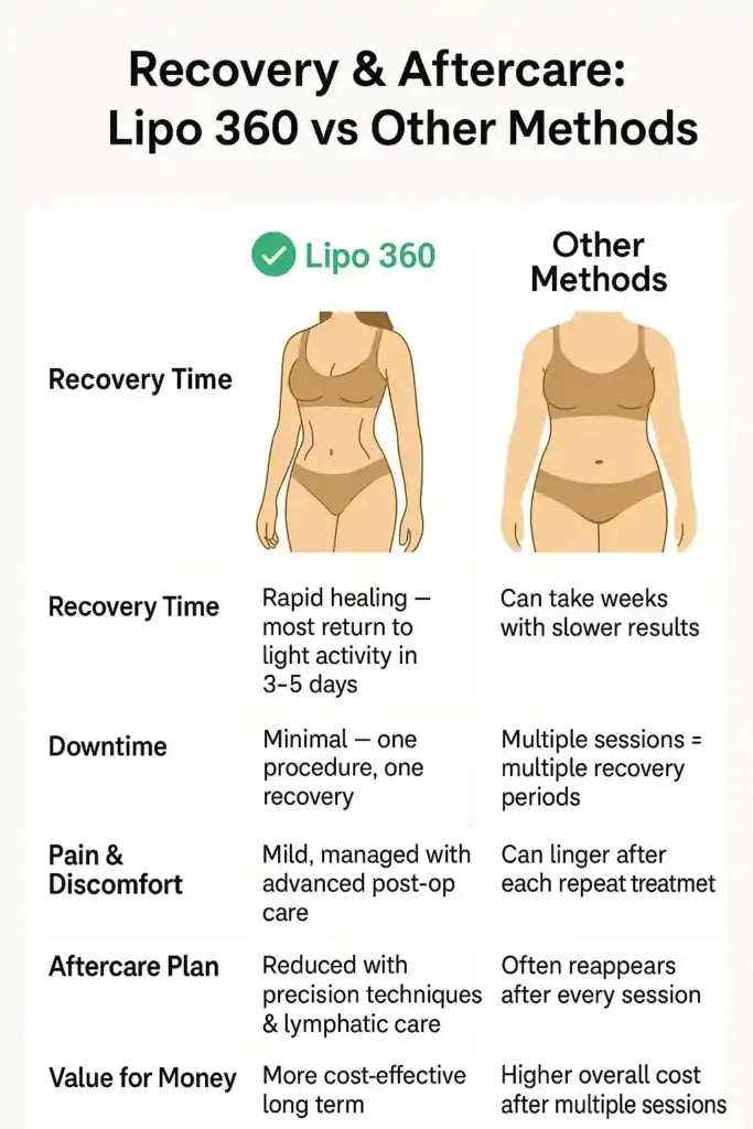 Recovery and Aftercare for Fat-Dissolving Surgery 2 Table to show fat dissolving injection aftercare Stanford-le-Hope